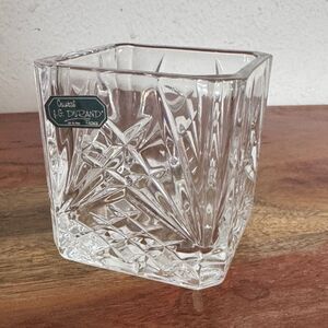 JG Durand France Lead Crystal Votive Candle Holder Square Faceted Heavy Glass OS